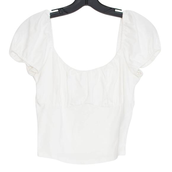 Hollister Crop Top Y2K Milkmaid Babydoll Cottage Minimalist Ballet White Medium - Picture 1 of 5